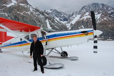 Jeff on Tasman glacier, Mount Cook, New Zealand